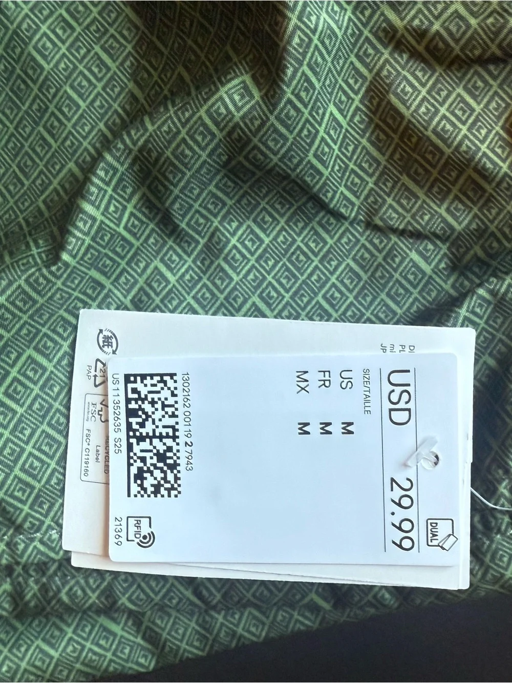 H&M Olive Green Diamond Print Shorts
